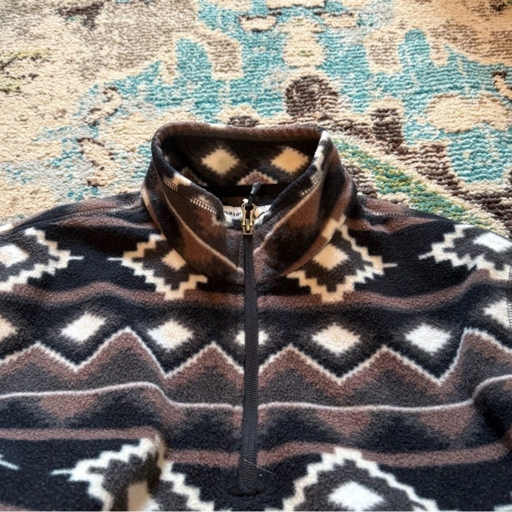 Men's Amazon Essentials Black and Brown Aztec Pat… - image 3